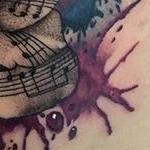 Watercolor Rose with Music Notes Tattoo Design Thumbnail